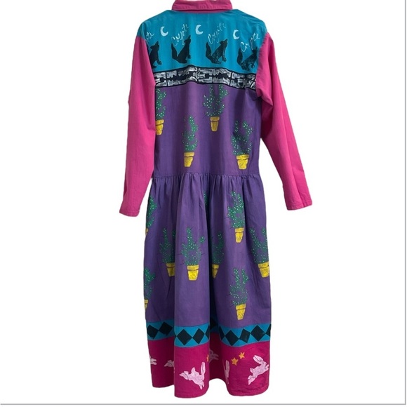 Portable Art by Robin Brown Hand-Painted Dress, 1988 Vintage One of a Kind Large - Picture 6 of 16